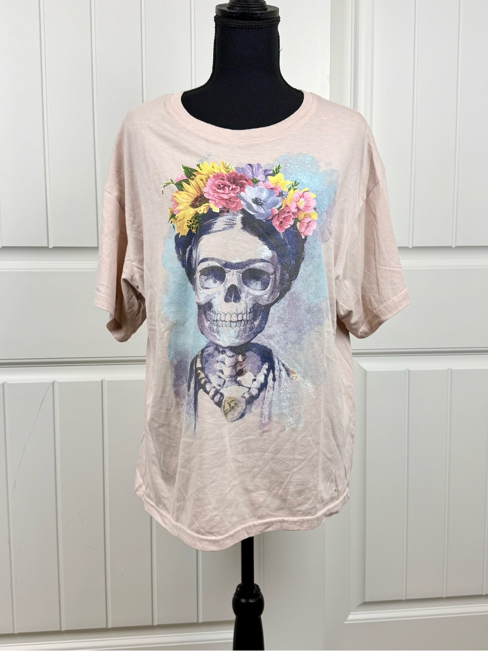 Frida Kahlo Oversized Medium Day of the Dead Skull Tee Shirt